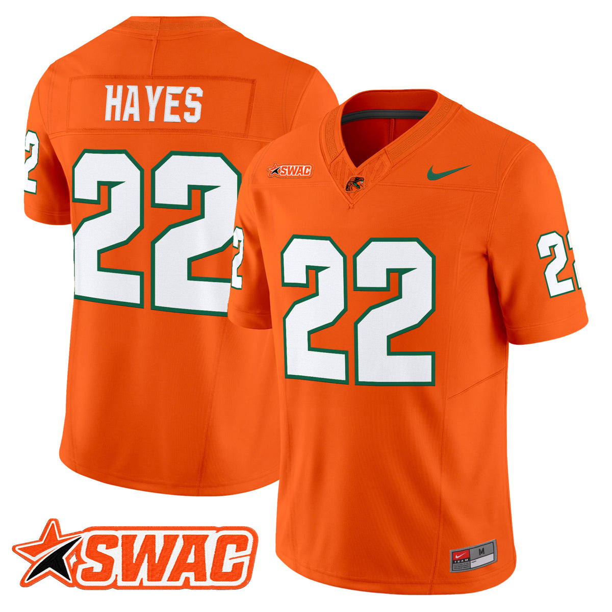 #22 Hayes Florida A&M Rattlers Men's 2026 Orange Stitched Football Jersey
