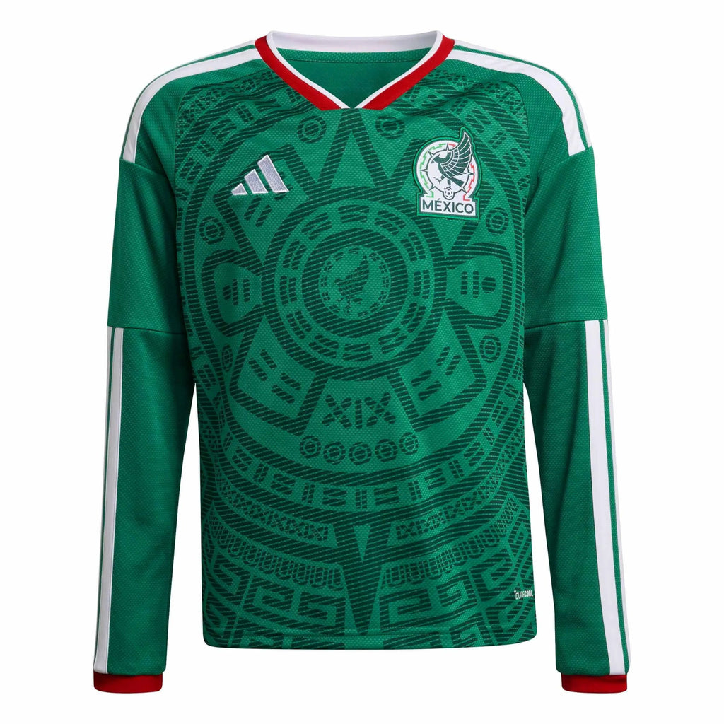 adidas 2026 Mexico Youth Stadium Home Long-Sleeve Soccer Jersey