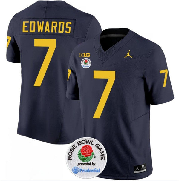 Men's Michigan Wolverines #7 Donovan Edwards 2023 F.U.S.E. Navy Blue Rose