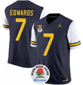 Men's Michigan Wolverines #7 Donovan Edwards 2023 F.U.S.E. Navy White Rose