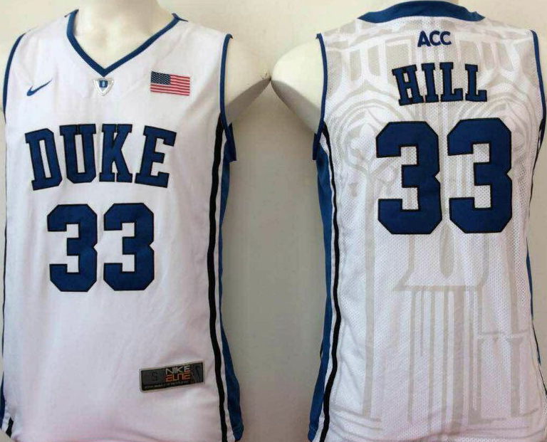 Duke Blue Devils White #33 HILL Jersey