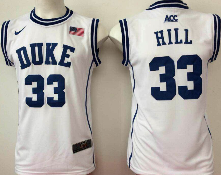 Duke Blue Devils White #33 HILL Jersey