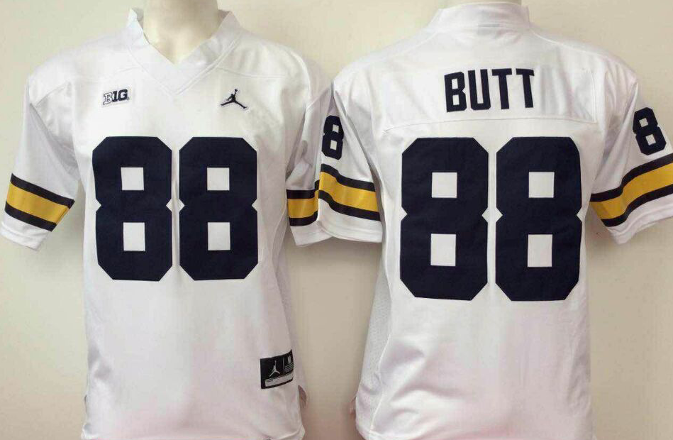 Michigan Wolverines White #88 BUTT Jersey