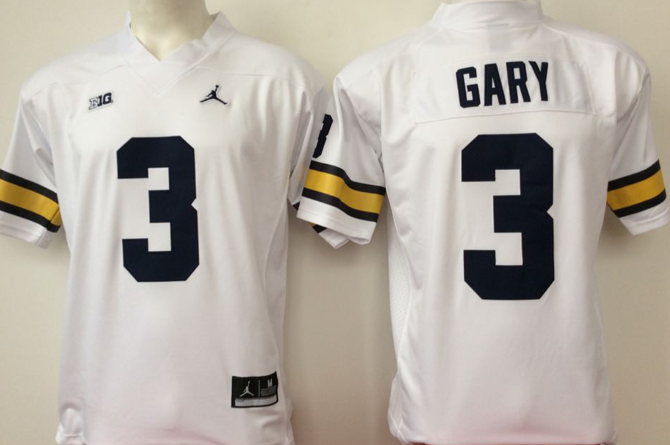 Michigan Wolverines White #3 GARY Jersey
