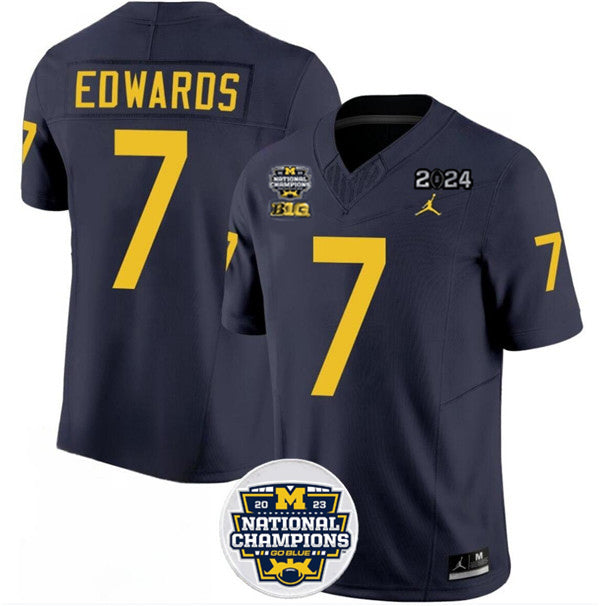 Men's Michigan Wolverines #7 Donovan Edwards 2024 F.U.S.E. Navy National