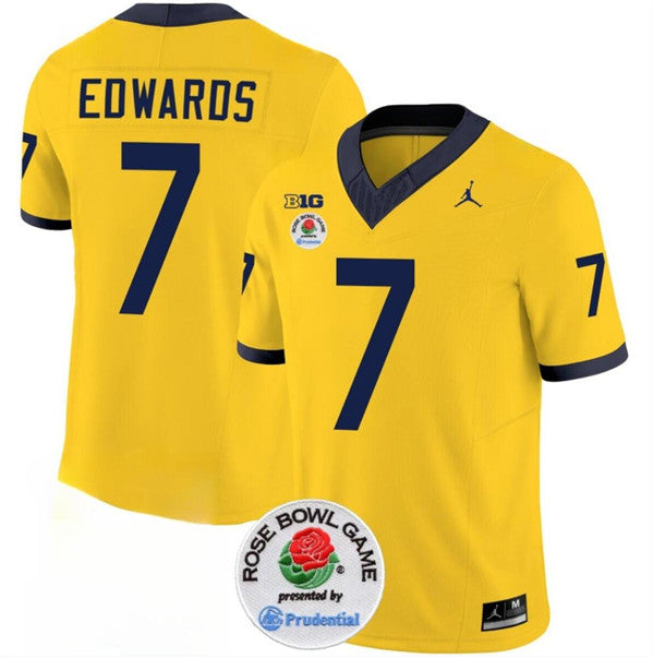 Men's Michigan Wolverines #7 Donovan Edwards 2023 F.U.S.E. Yellow Rose Bowl
