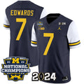Men's Michigan Wolverines #7 Donovan Edwards Navy White 2024 F.U.S.E. With