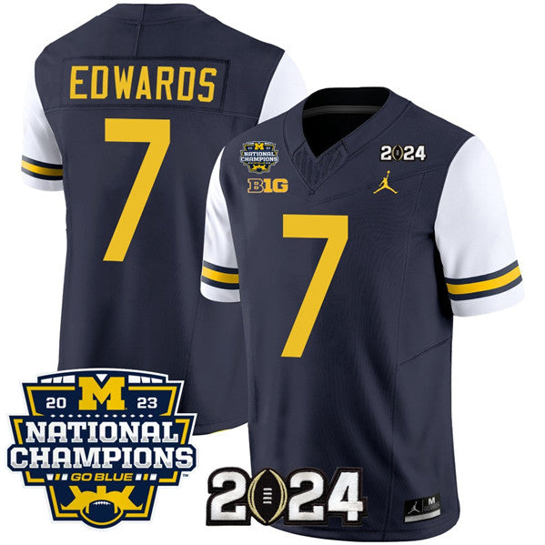Men's Michigan Wolverines #7 Donovan Edwards Navy White 2024 F.U.S.E. With