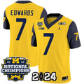 Men's Michigan Wolverines #7 Donovan Edwards Yellow Navy 2024 F.U.S.E. With