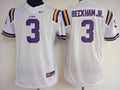 Womens LSU Tigers White #3 BECKHAM JR. Jersey