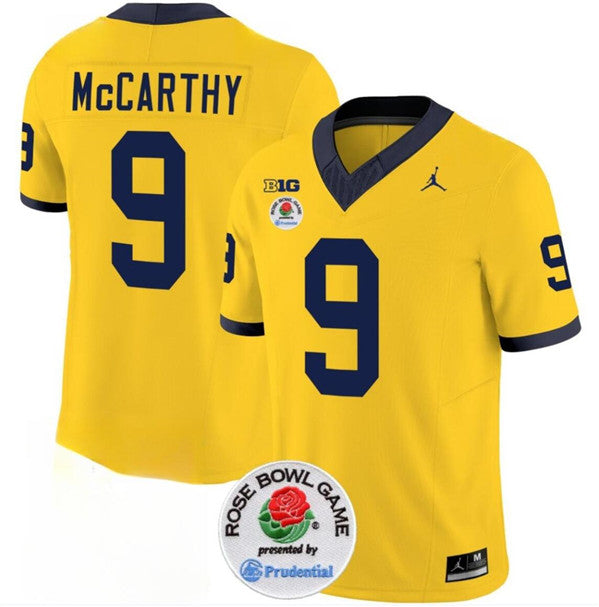 Men's Michigan Wolverines #9 J.J. McCarthy 2023 F.U.S.E. Yellow Rose Bowl