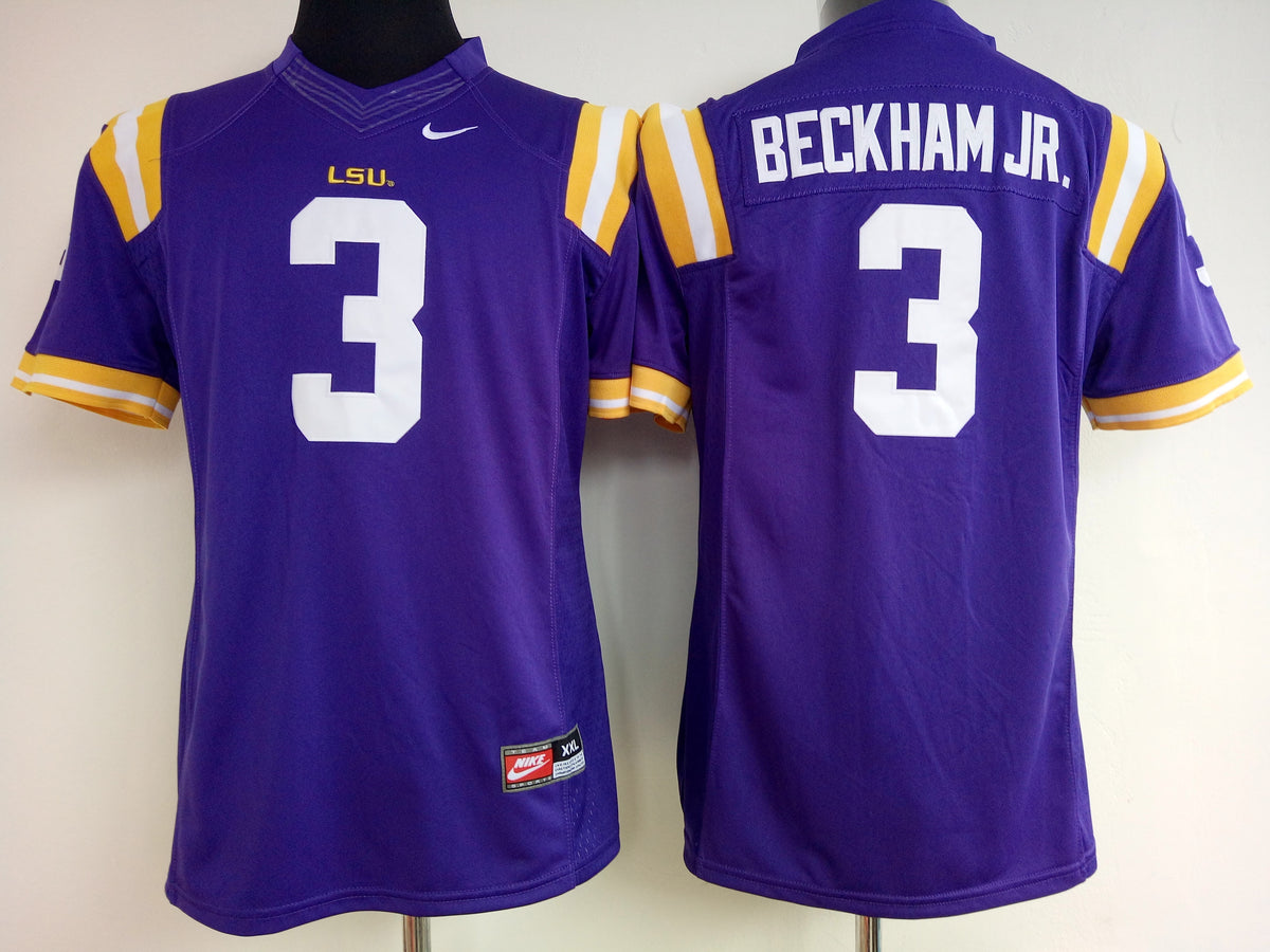 Womens LSU Tigers Purple #3 BECKHAM JR. Jersey
