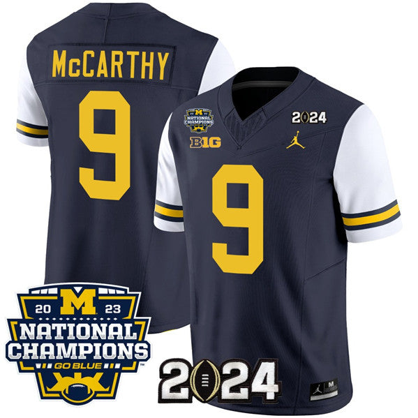 Men's Michigan Wolverines #9 J.J. McCarthy Navy White 2024 F.U.S.E. With