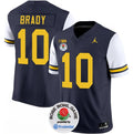 Men's Michigan Wolverines #10 Tom Brady 2023 F.U.S.E. Navy White Rose