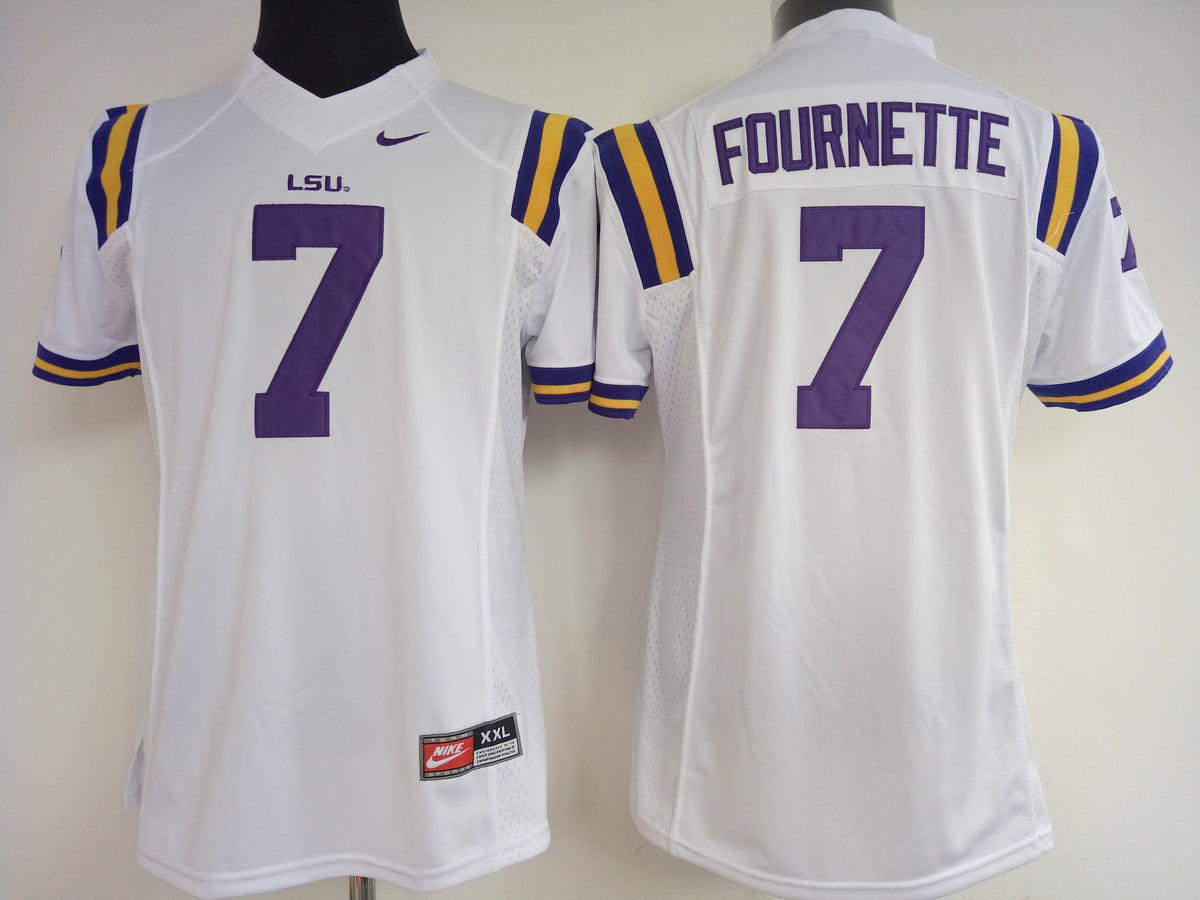 Womens LSU Tigers White #7 FOURNETTE Jersey