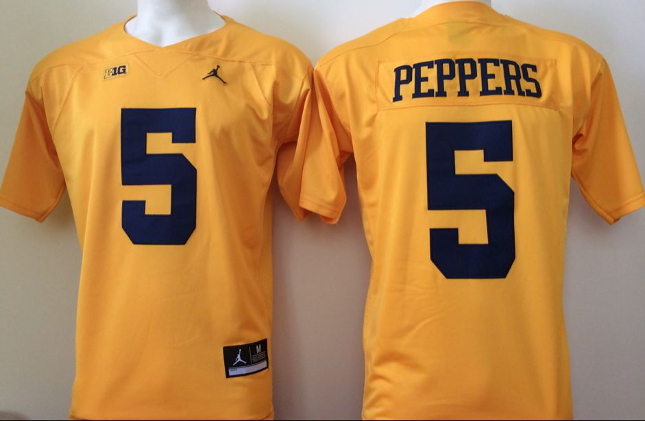 Michigan Wolverines YELLOW #5 PEPPERS Jersey