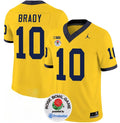 Men's Michigan Wolverines #10 Tom Brady 2023 F.U.S.E. Yellow Rose Bowl
