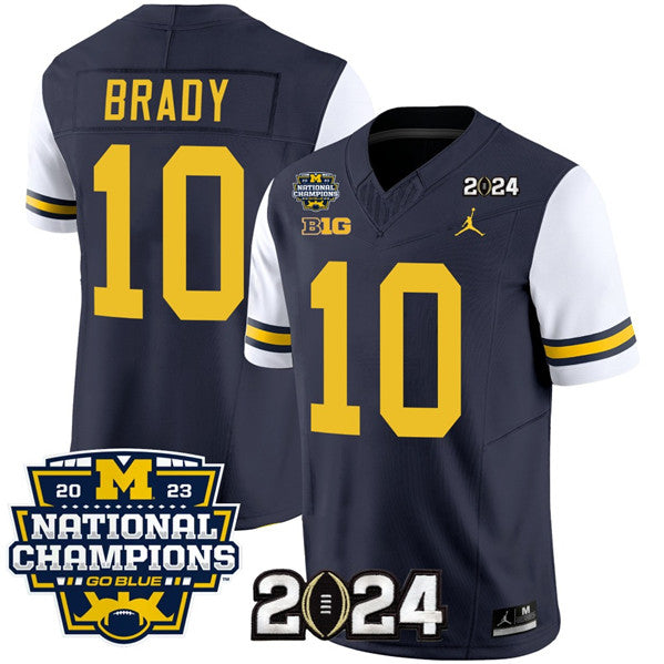 Men's Michigan Wolverines #10 Tom Brady Navy White 2024 F.U.S.E. With 2023