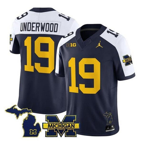 Men's Michigan Wolverines #19 Bryce Underwood Navy Alternate F.U.S.E. 2025