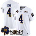 Men's Notre Dame Fighting Irish #4 Jeremiyah Love White F.U.S.E. 2025 CFP
