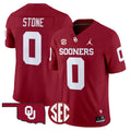#0 Stone Oklahoma Sooners Crimson Stitched Jersey Oklahoma & SEC Patch