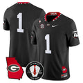 #1 Georgia Bulldogs Black Stitched Jersey Georgia Map & Vince Dooley Patch No Name