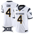 #4 Cook West Virginia Mountaineers 2026 White Stitched Jersey Big 12 Patch