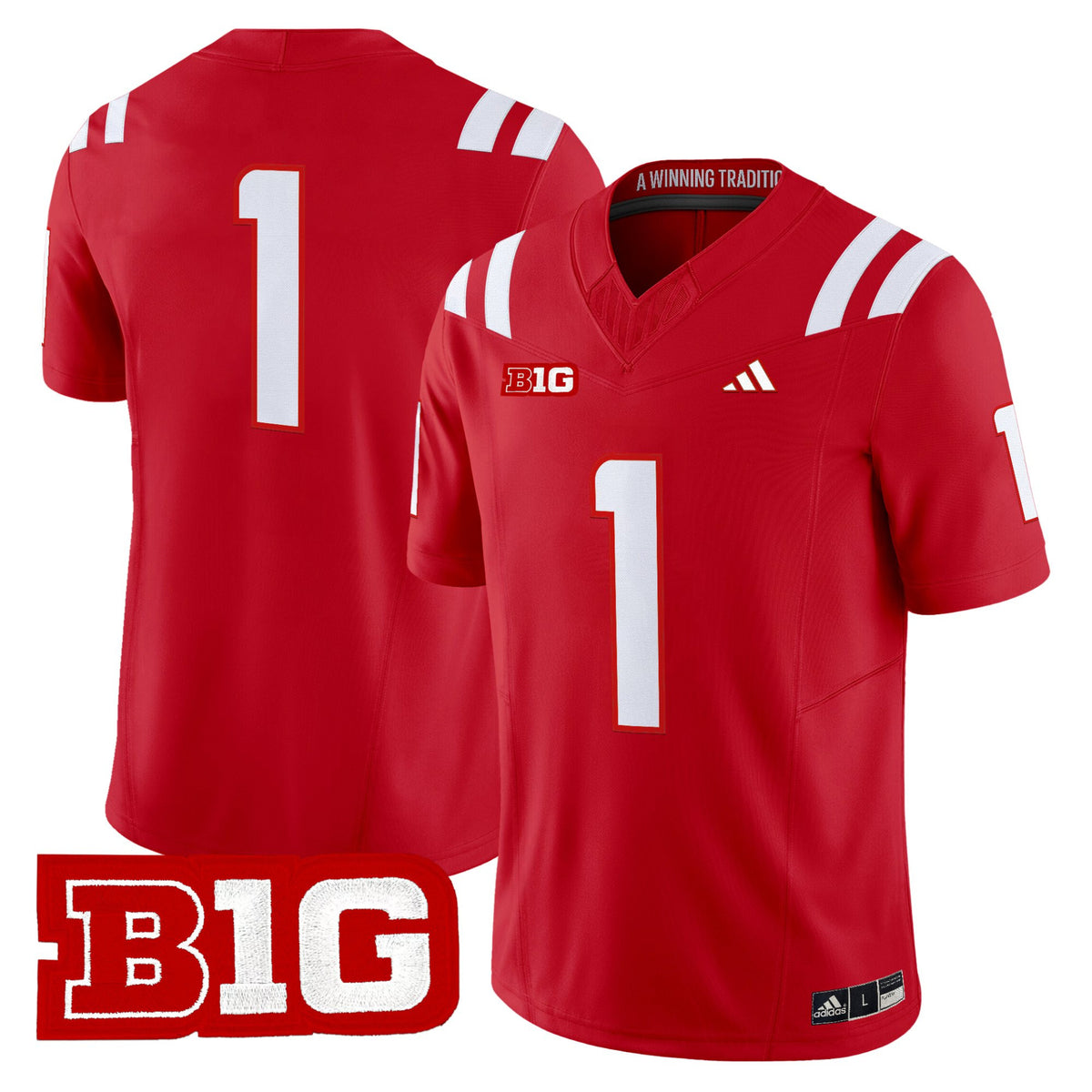 #1 Nebraska Cornhuskers Red Home Blank Back Stitched Jersey B1G Patch
