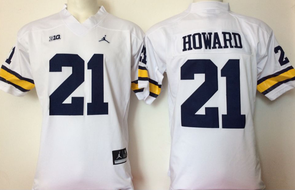 Michigan Wolverines White #21 HOWARD Jersey