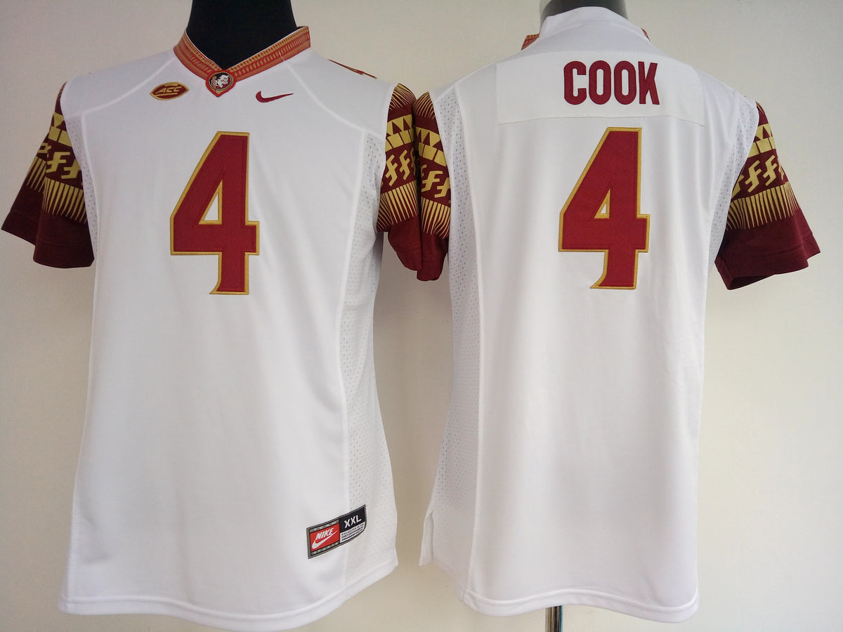 Womens Florida State Seminoles White #4 COOK Jersey