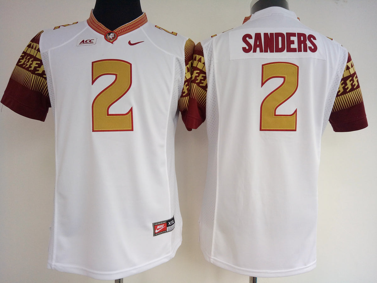 Womens Florida State Seminoles White #2 SANDERS Jersey