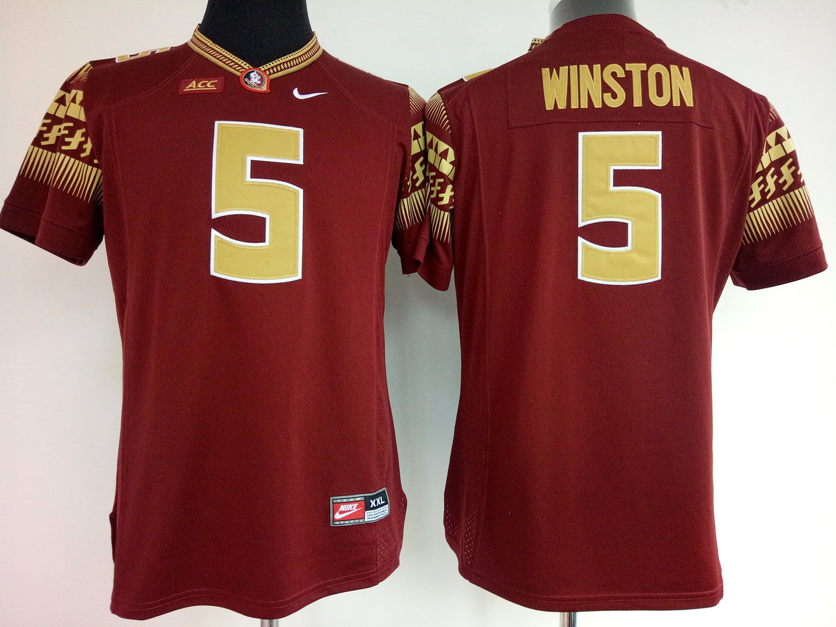 Womens Florida State Seminoles Red #5 WINSTON Jersey