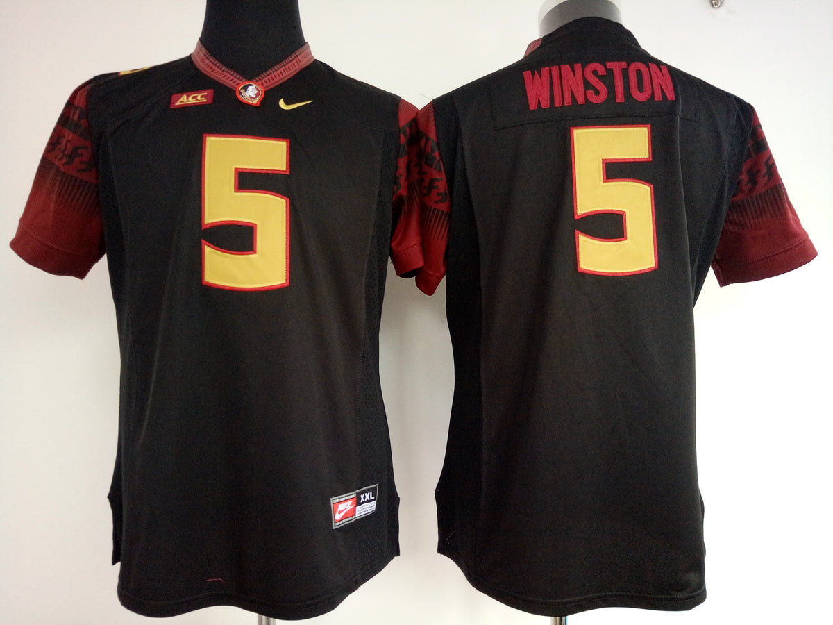 Womens Florida State Seminoles Black #5 WINSTON Jersey