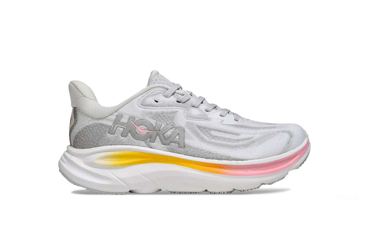 HOKA Clifton 10 White / Sunset Glow
