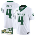 #4 Pitts Cal Poly Mustangs White Away Stitched Football Jersey Big Sky Patch