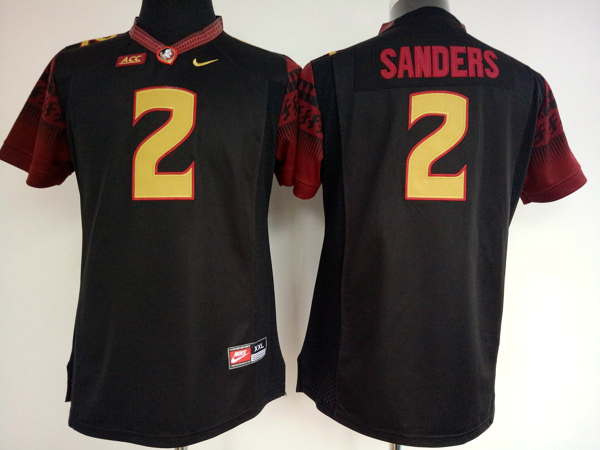 Womens Florida State Seminoles Black #2 SANDERS Jersey