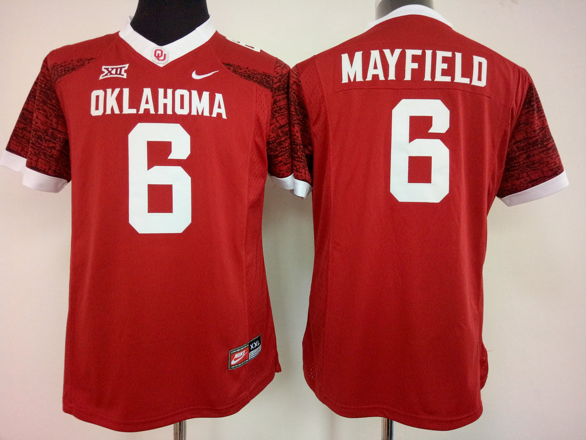 Womens Oklahoma Sooners Red #6 MAYFIELD Jersey