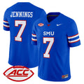 #7 Jennings SMU Mustangs Blue Stitched Football Jersey ACC Patch