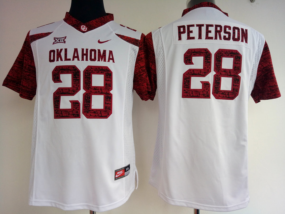 Womens Oklahoma Sooners White Limited #28 PETERSON Jersey