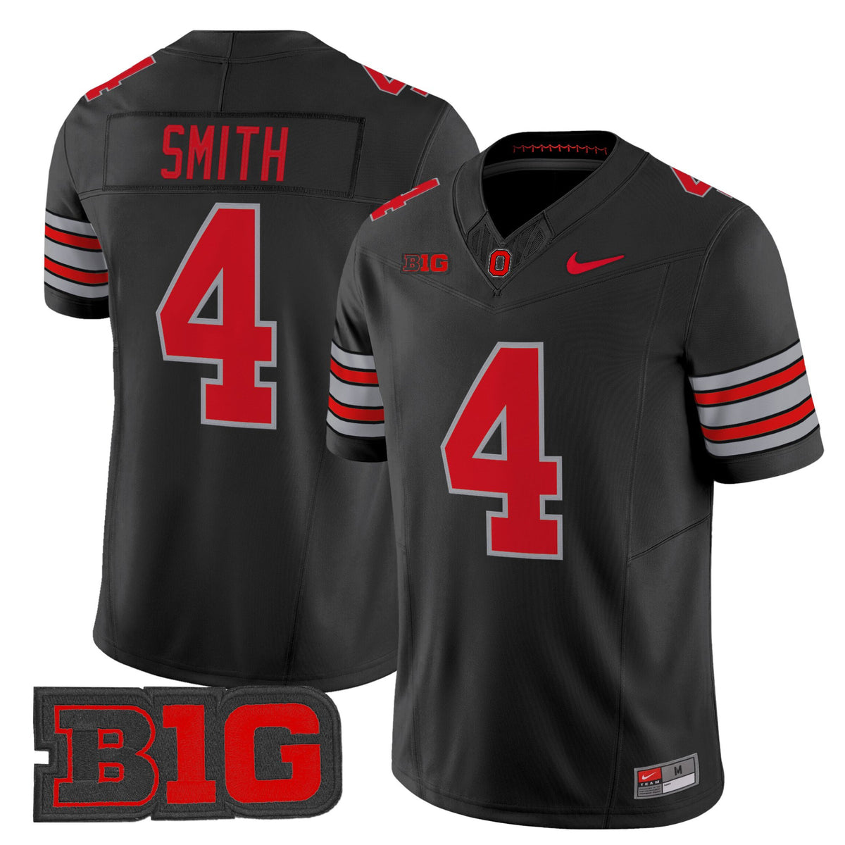 #4 Smith Ohio State Buckeyes 2026 Tunnel Vision Black Alternate Stitched Jersey B1G Patch