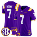 #7 Weeks LSU Tigers Purple Home Stitched Football Jersey SEC Patch