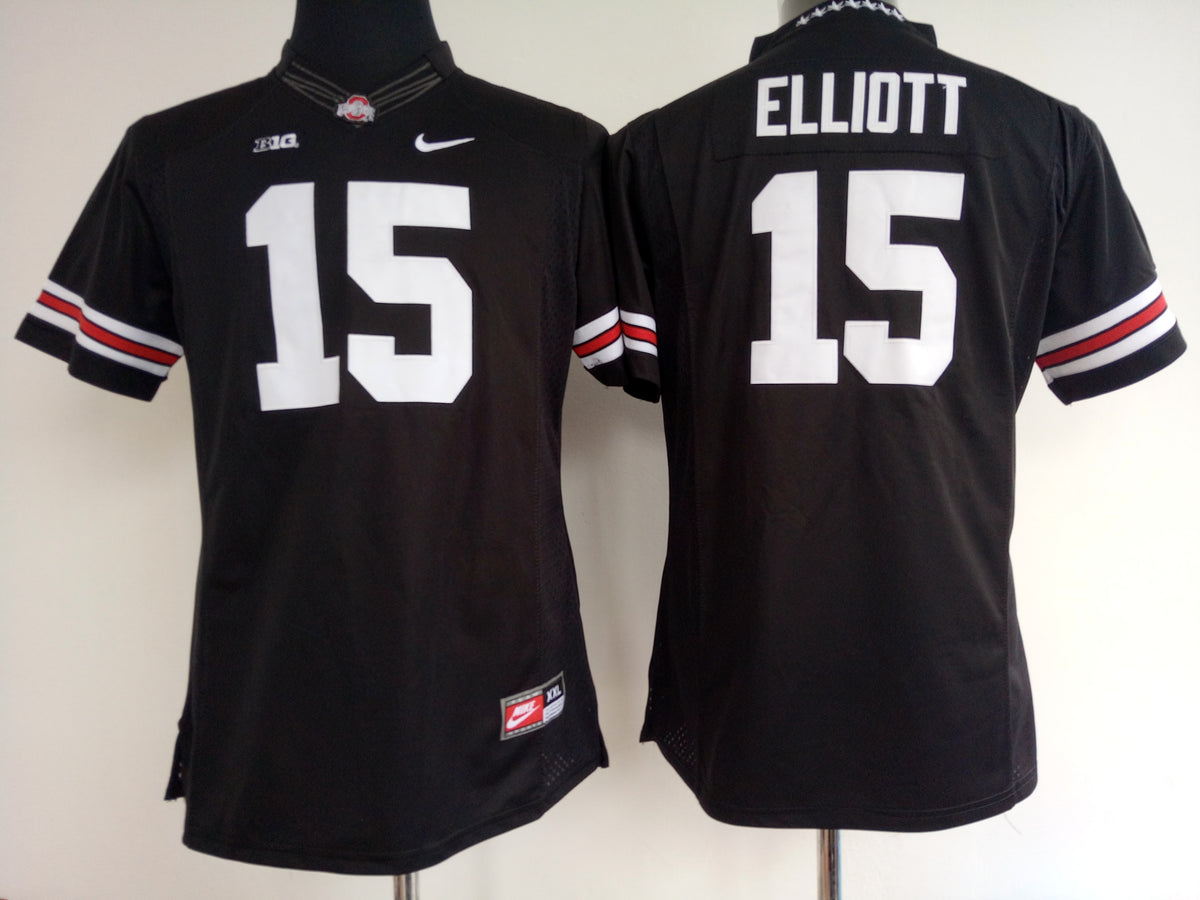 Womens Ohio State Buckeyes Black #15 ELLIOTT Jersey
