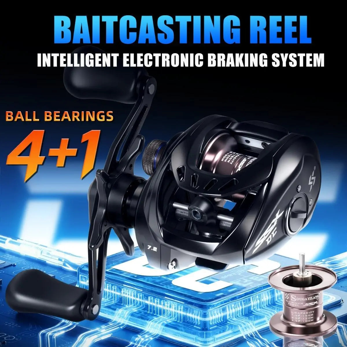 ⏳LIMITED TIME: 50% OFF! 🎣 DC Baitcasting Fishing Reel - Digital Braking System (Say Goodbye to Backlash!) - 7.2:1 High Speed - For Predatory Fishing in Fresh & Salt Water