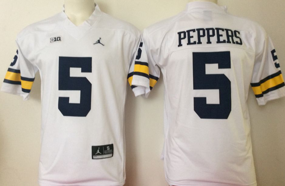 Michigan Wolverines White #5 PEPPERS Jersey