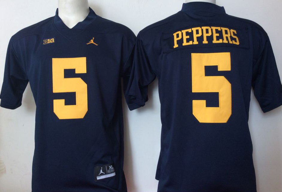 Jordan Michigan Wolverines Blue #5 PEPPERS Jersey