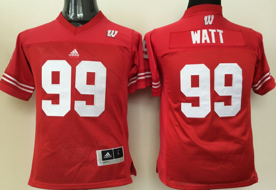 Wisconsin Badgers Red #99 WATT Jersey