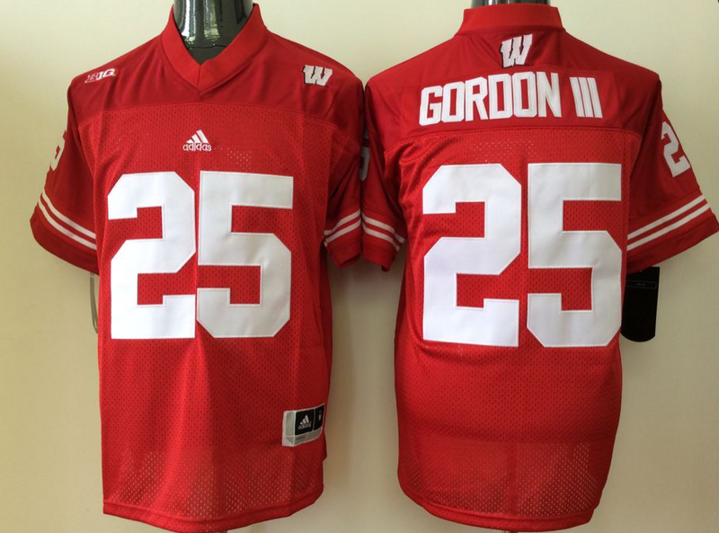 Wisconsin Badgers Red #25 GORDON I I I Jersey