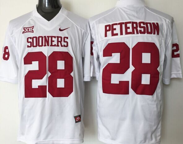 Oklahoma Sooners White #28 PETERSON Jersey