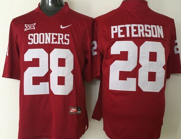 Oklahoma Sooners Red #28 PETERSON Jersey