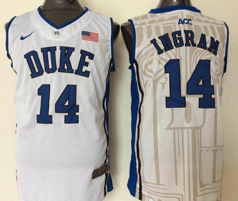 Duke Blue Devils #14 White INGRAM Jersey